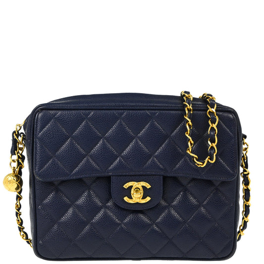 Chanel 1991-1994 Navy Caviar Camera Bag Small
