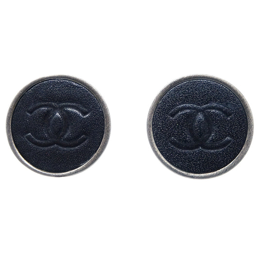 Chanel Black Button Earrings Clip-On 00A