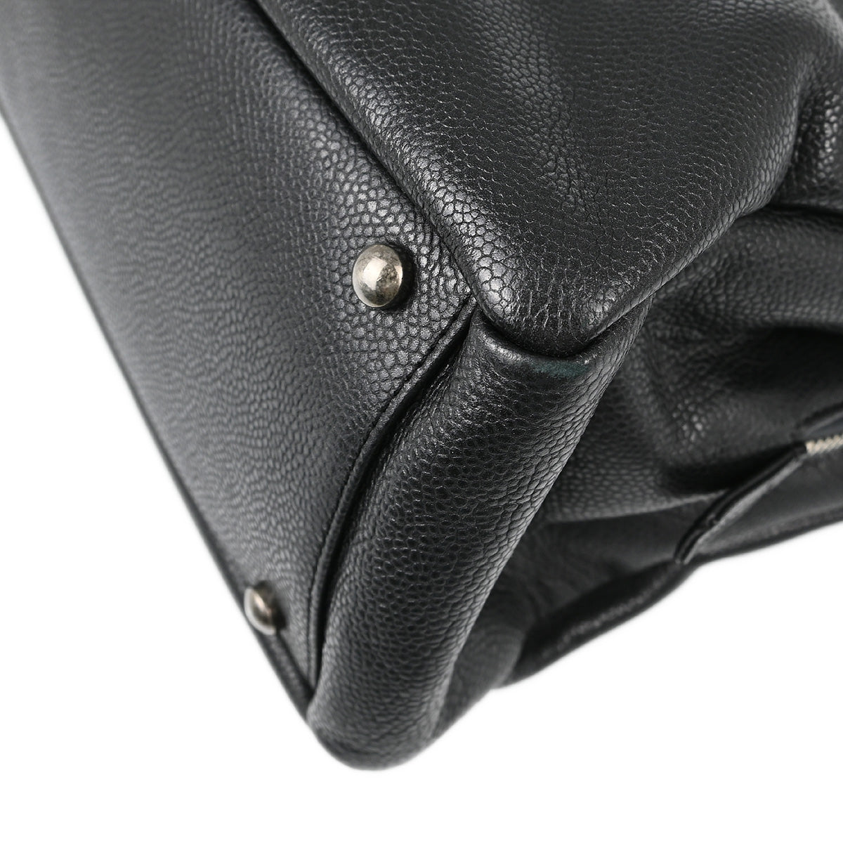 Chanel Black Caviar Chain Shoulder Tote Bag