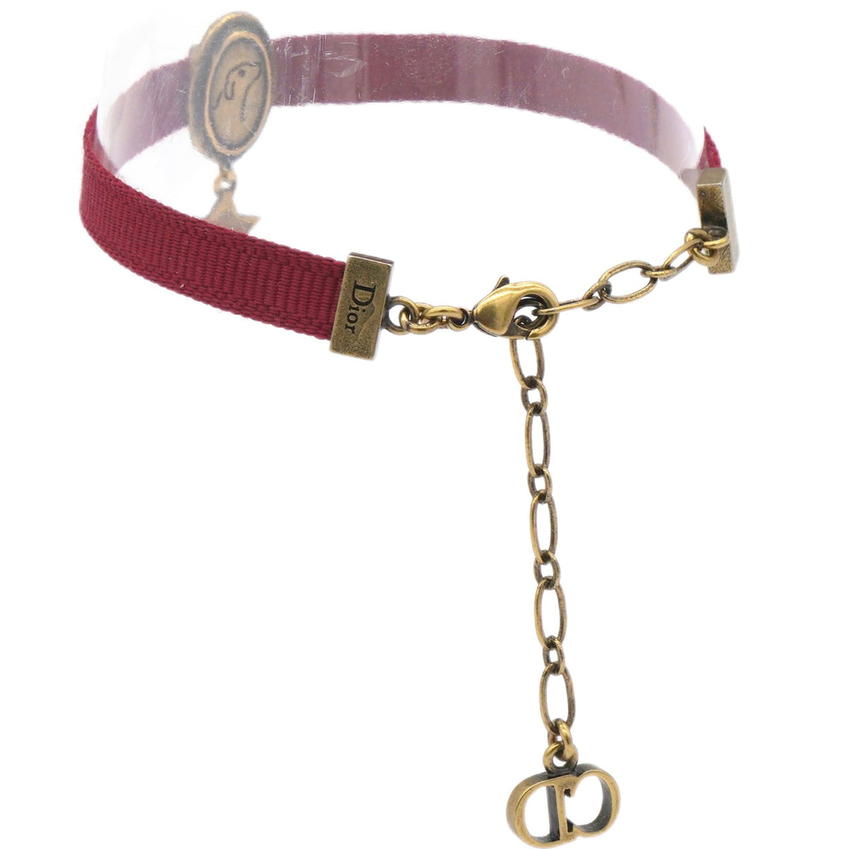Dior Grosgrain Ribbon Dog Star Bracelet Red
