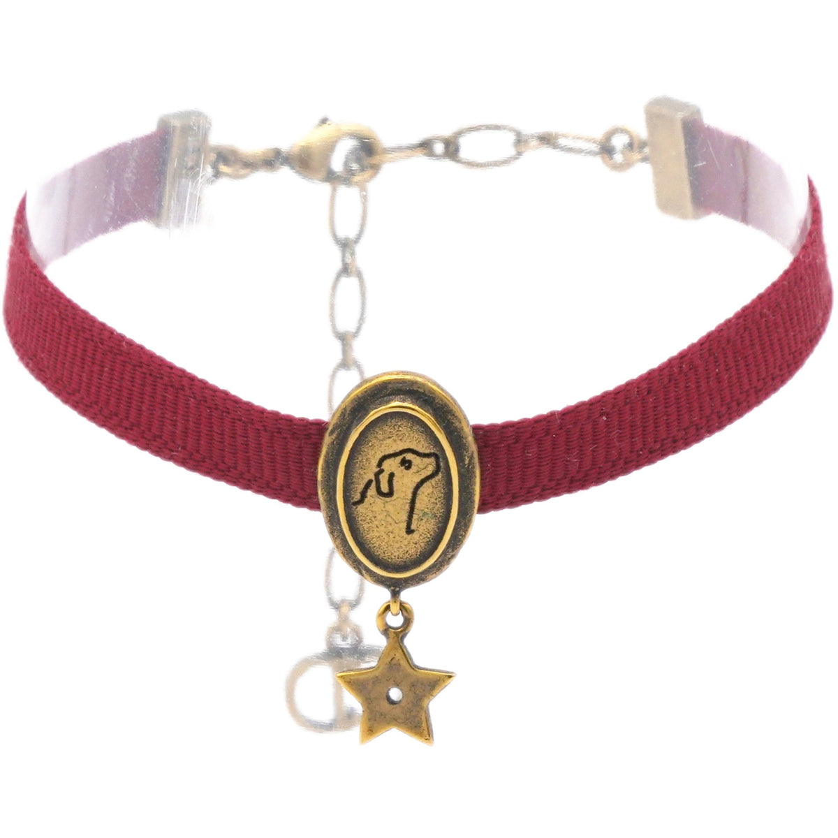 Dior Grosgrain Ribbon Dog Star Bracelet Red