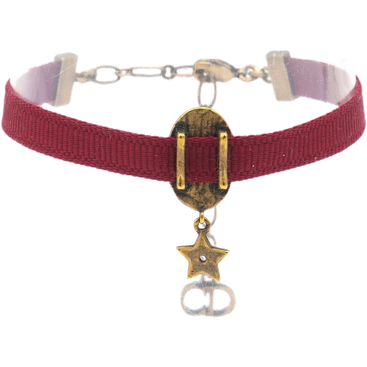 Dior Grosgrain Ribbon Dog Star Bracelet Red