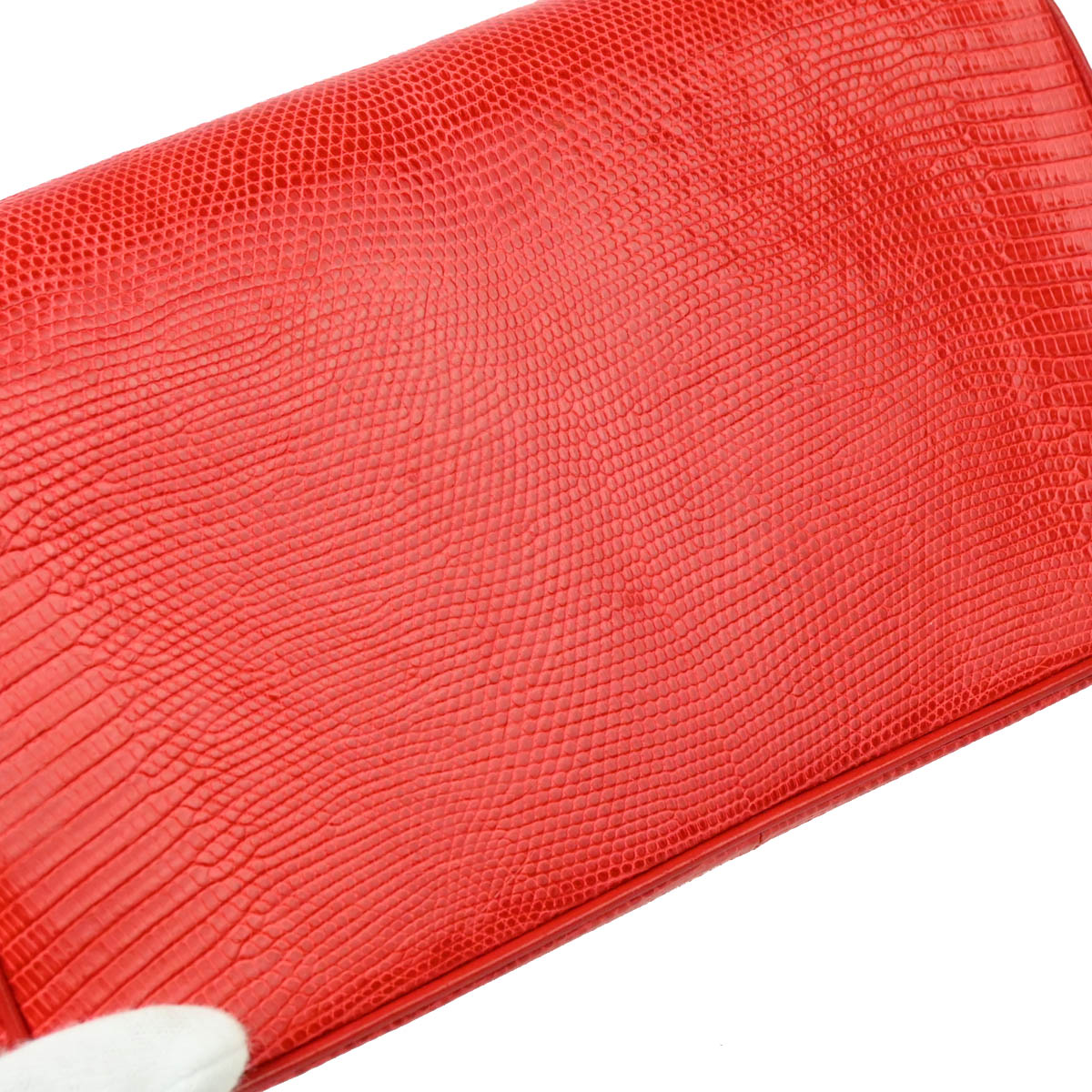 Chanel * Red Lizard Single Flap Shoulder Bag
