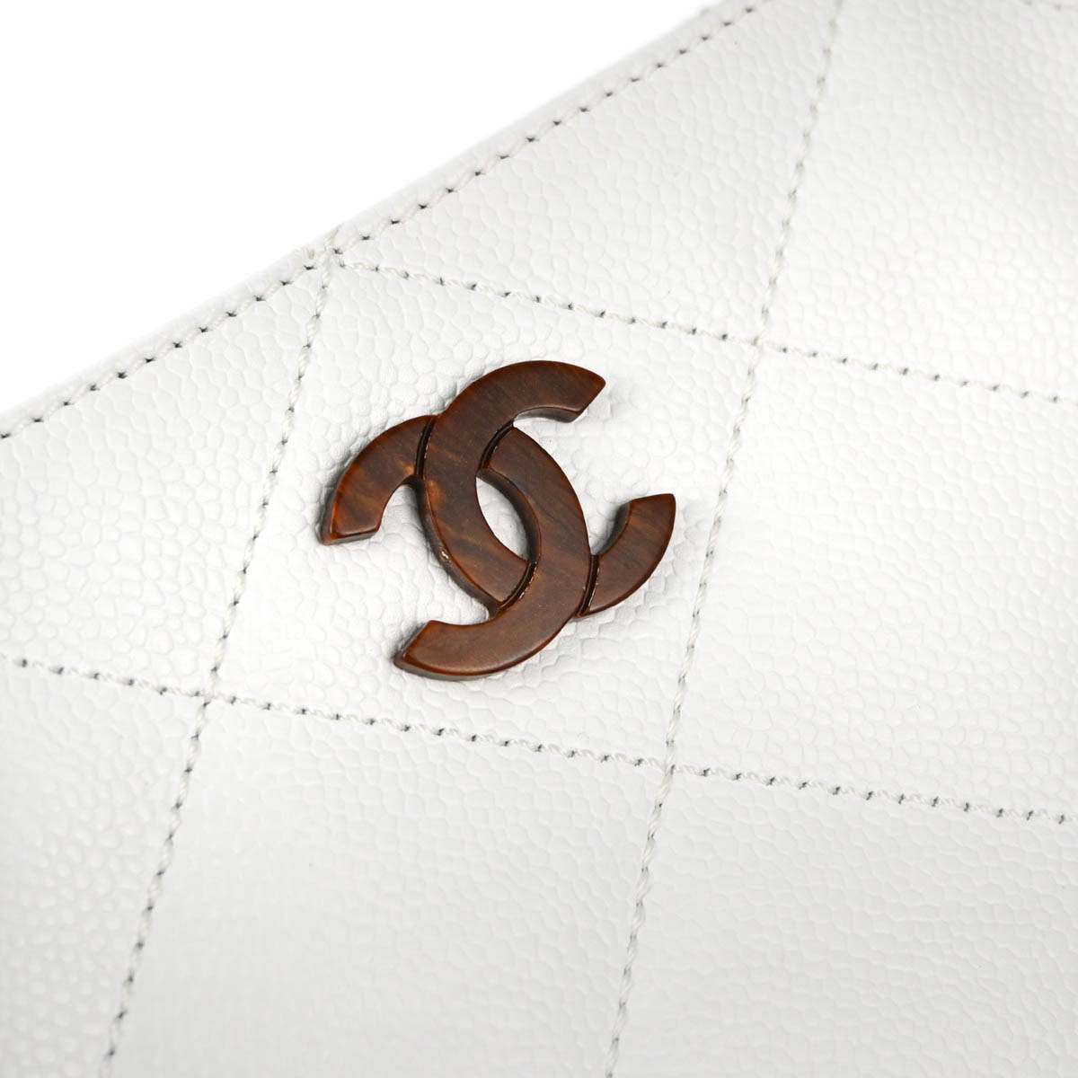 Chanel White Caviar Chain Tote Bag