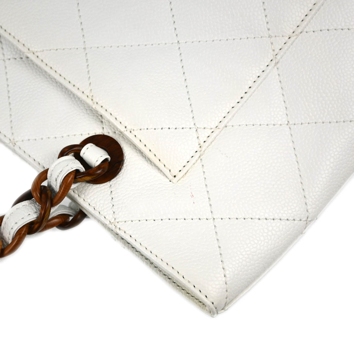 Chanel White Caviar Chain Tote Bag