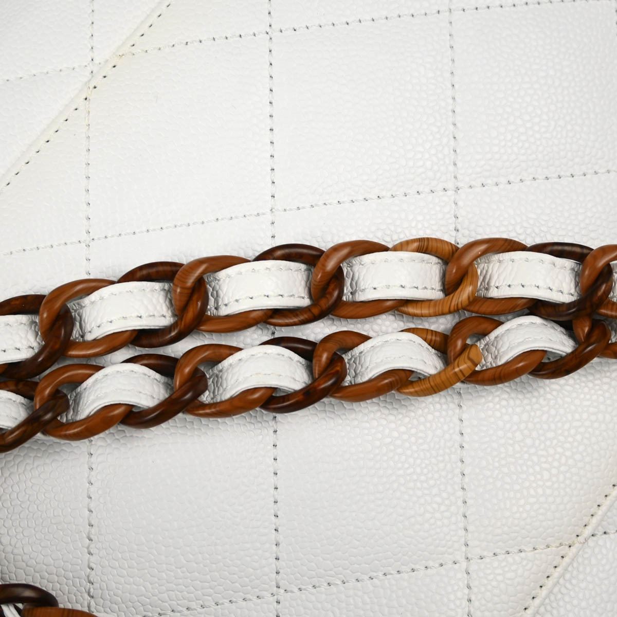 Chanel White Caviar Chain Tote Bag