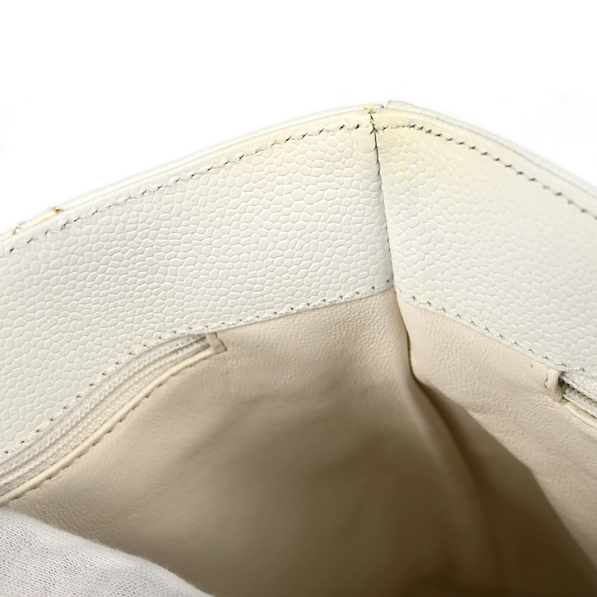 Chanel White Caviar Chain Tote Bag