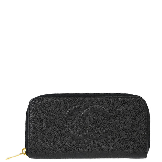 Chanel Black Caviar Long Wallet Purse