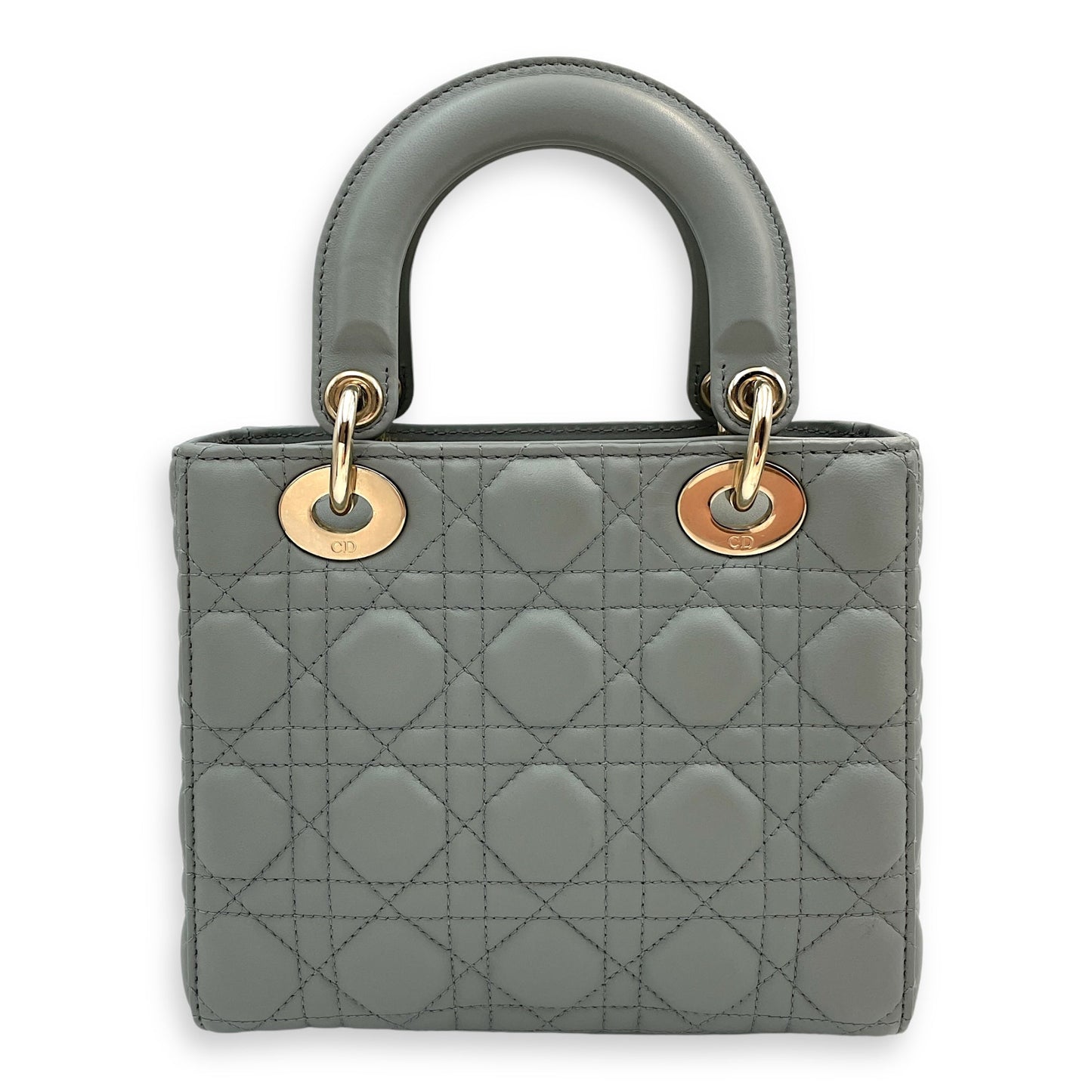 Lady Dior My ABCDior Small Grey Shoulder Bag in Cannage print lambskin, Gold hardware