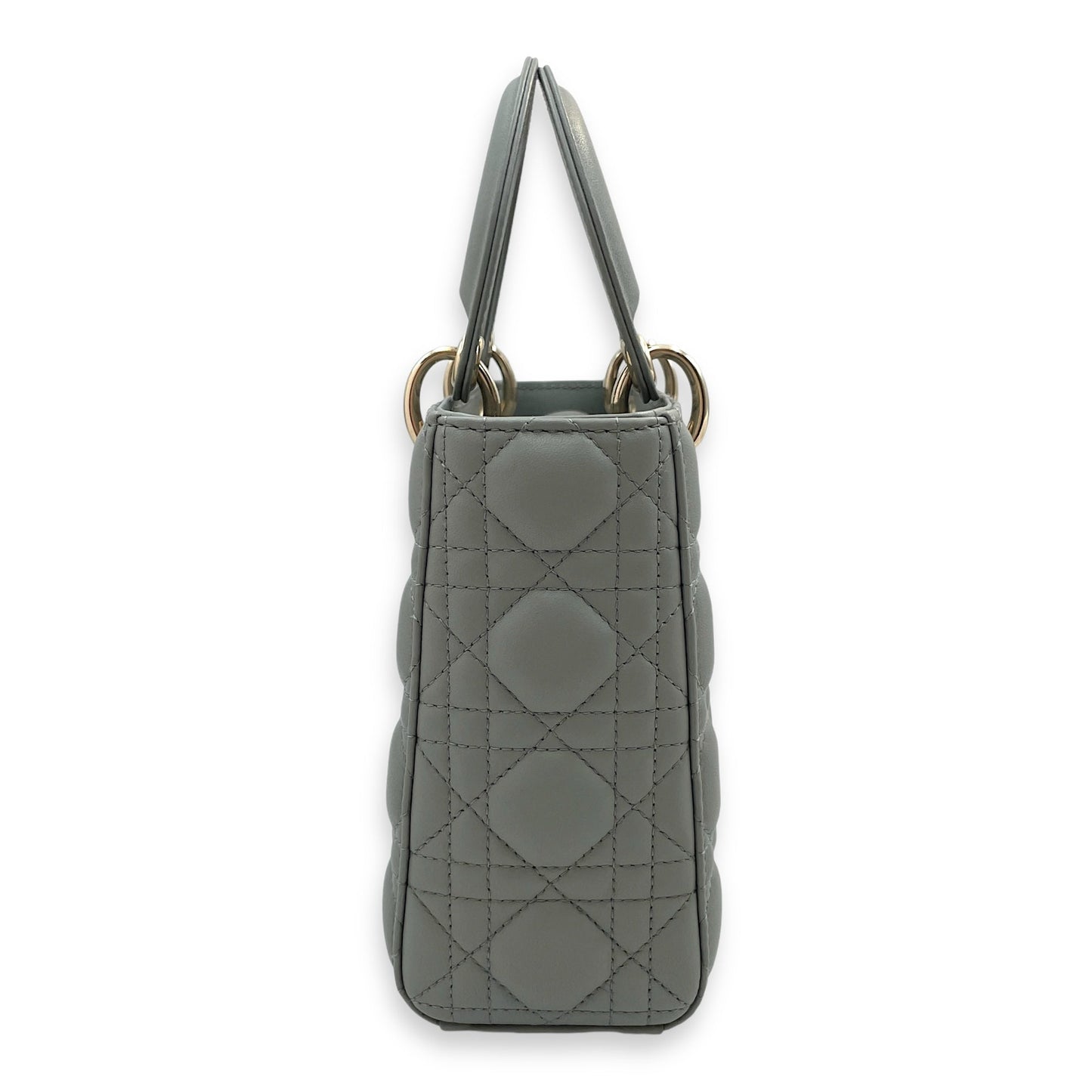 Lady Dior My ABCDior Small Grey Shoulder Bag in Cannage print lambskin, Gold hardware