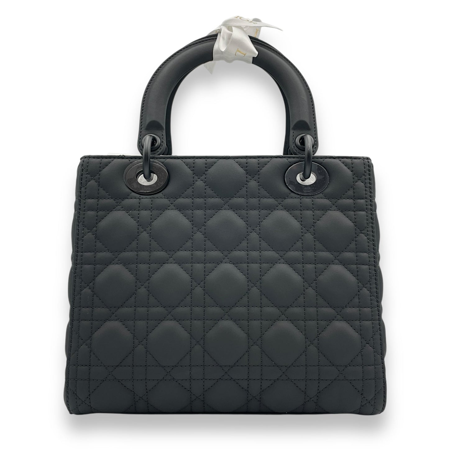 Ultramatte Lady Dior Flap Medium Black Shoulder Bag in Calfskin, Black Matt hardware