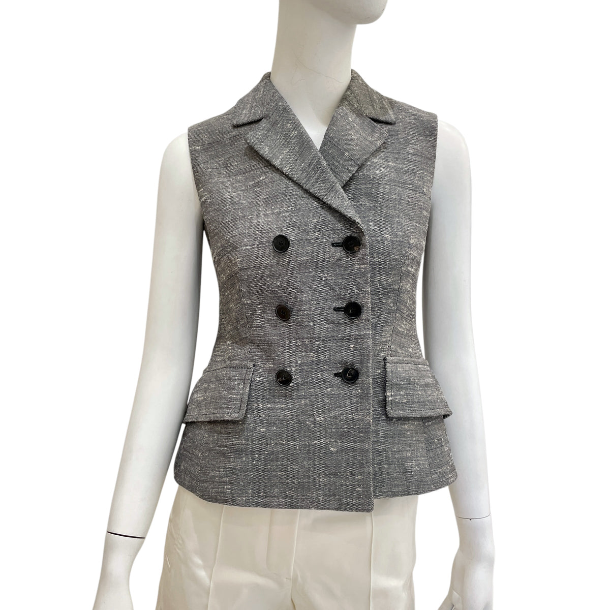 Stitch Bar Vest 34 Grey in Cotton,silk