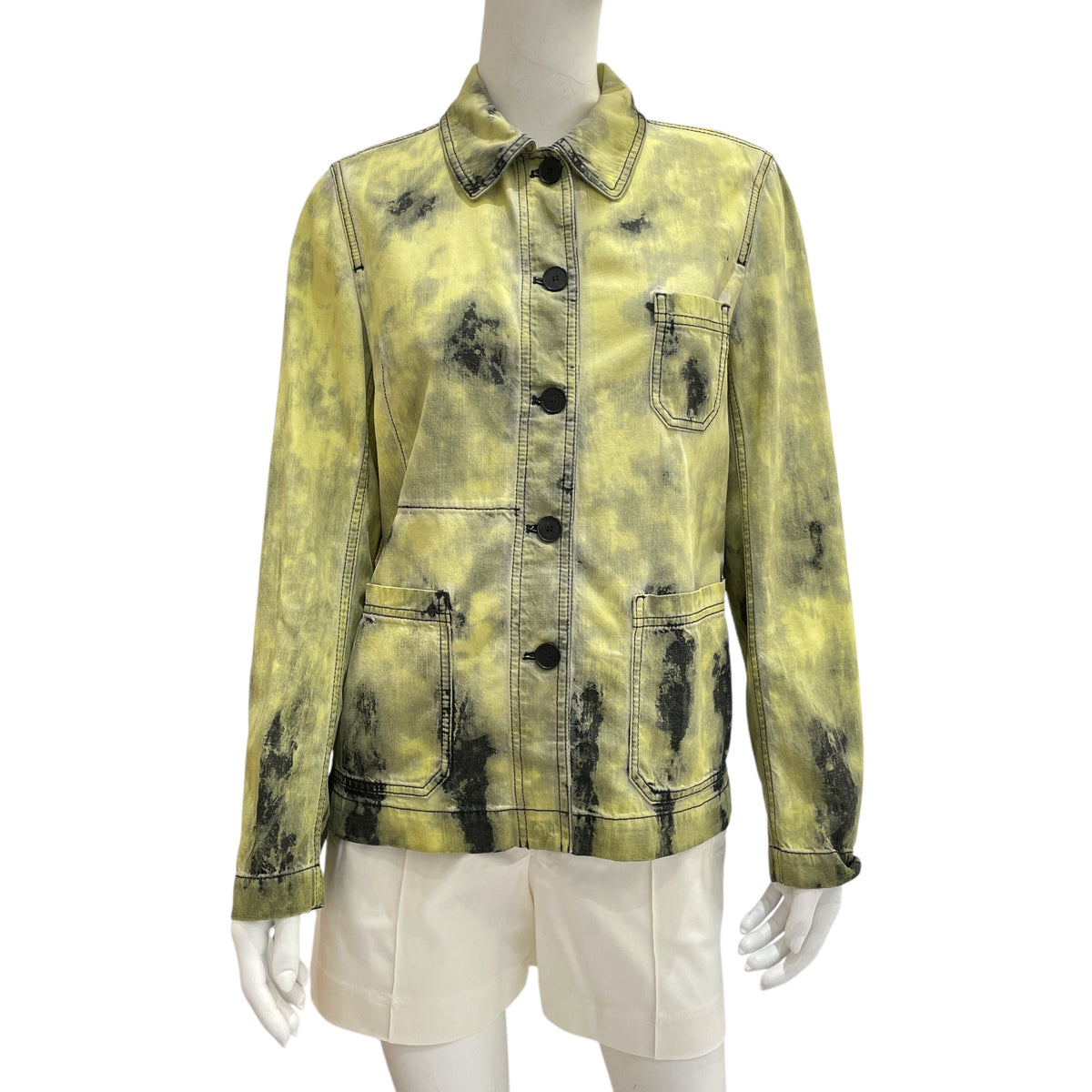 2020 Acid Wash Tie Dye Overshirt Jacket 40 Washed Green in Cotton