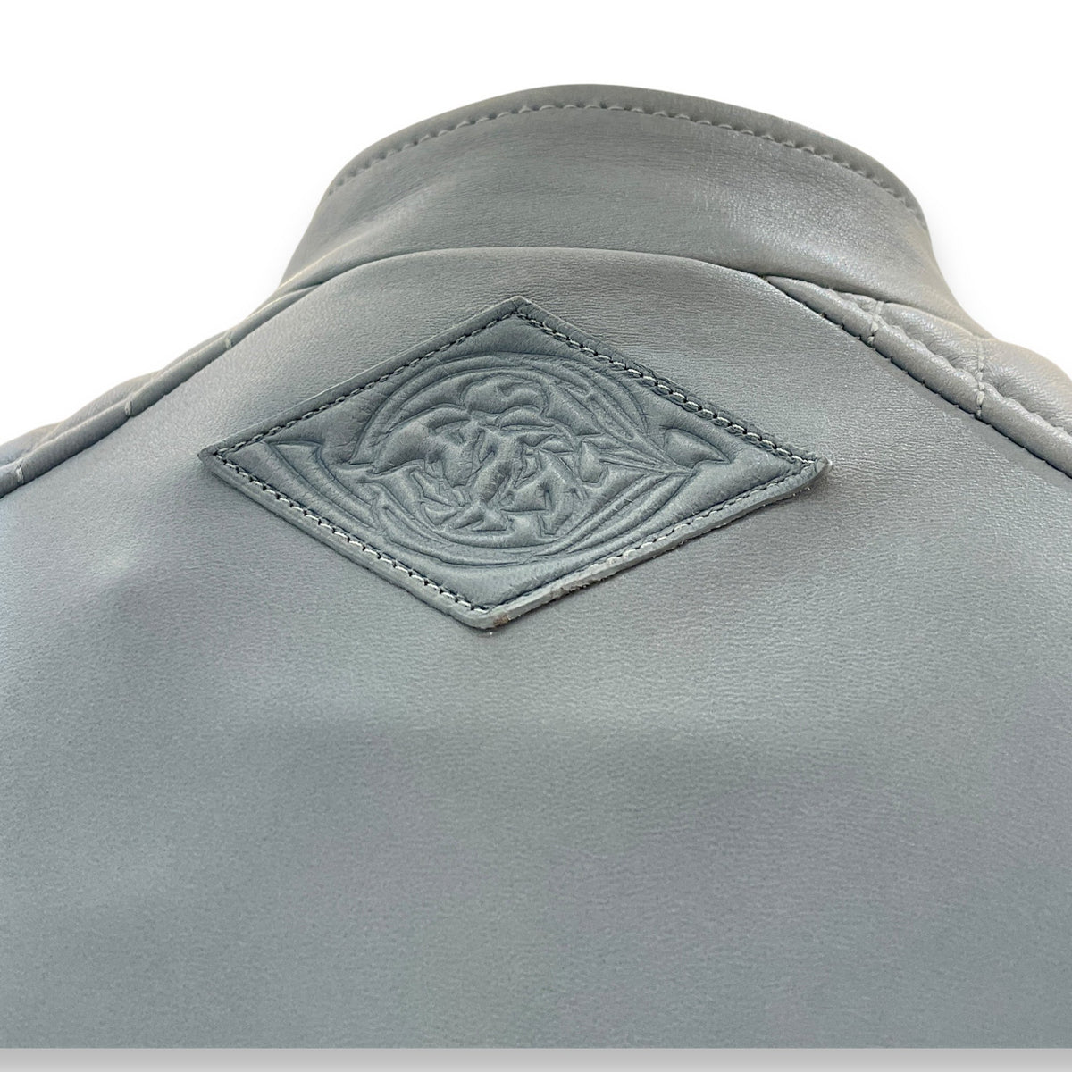 Cazadora Biker Jacket 34 Blue in Lambskin,silk lining, Silver hardware