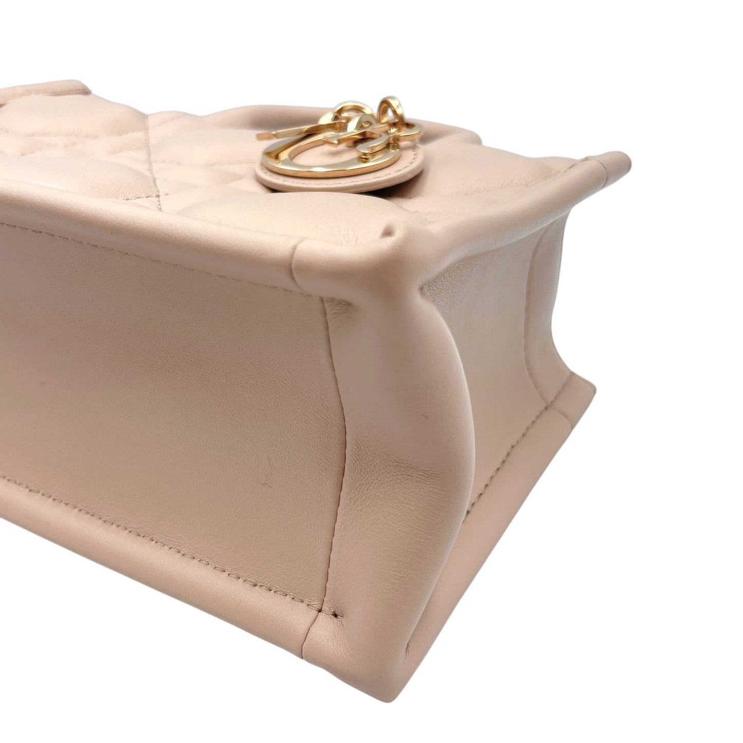 Book Tote Mini Beige in Macrocannage calf, Gold hardware