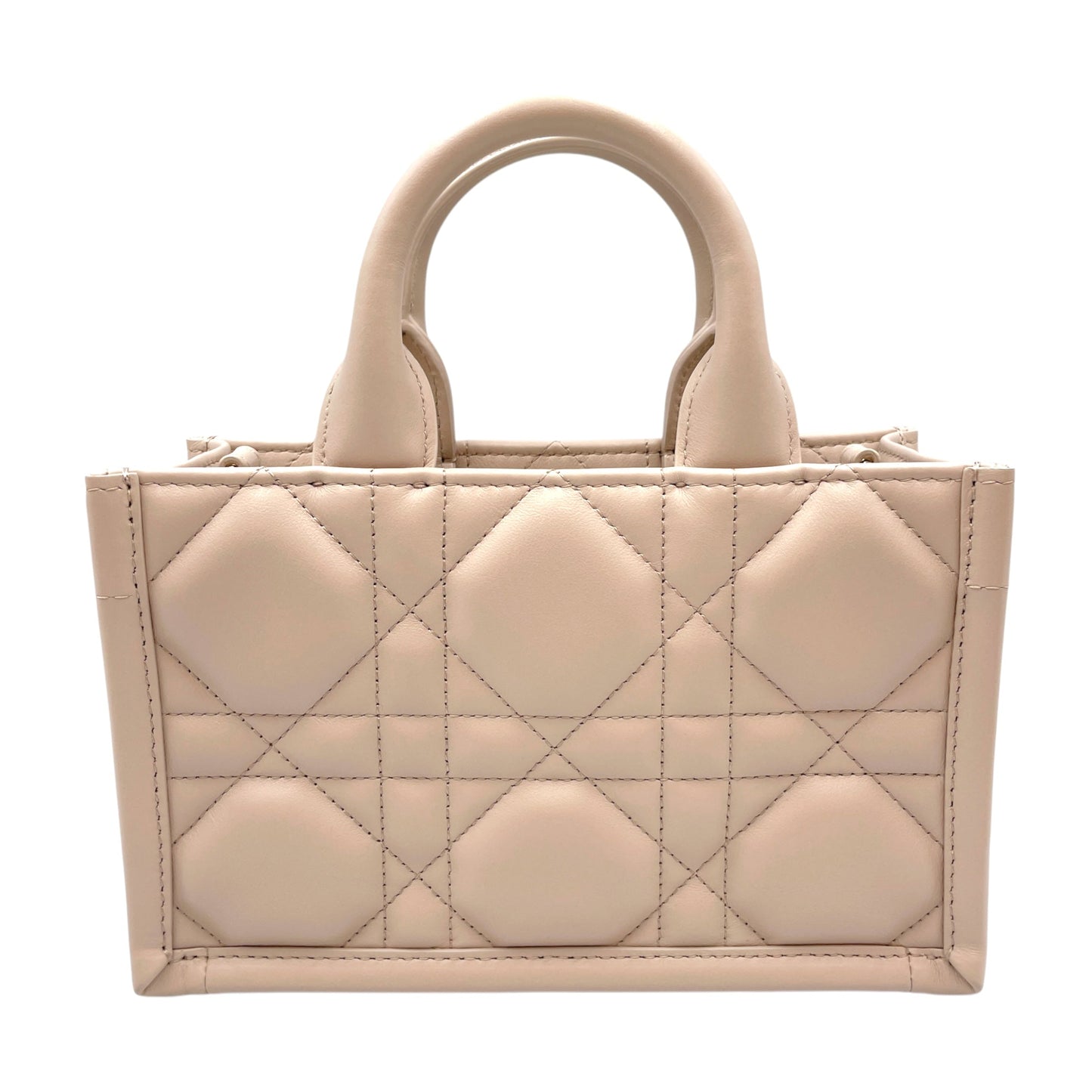Book Tote Mini Beige in Macrocannage calf, Gold hardware