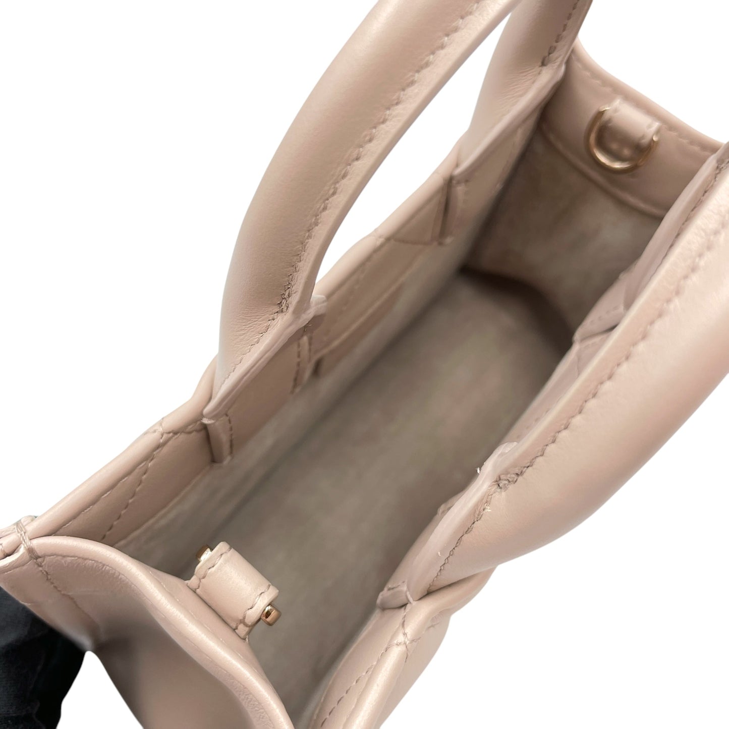 Book Tote Mini Beige in Macrocannage calf, Gold hardware