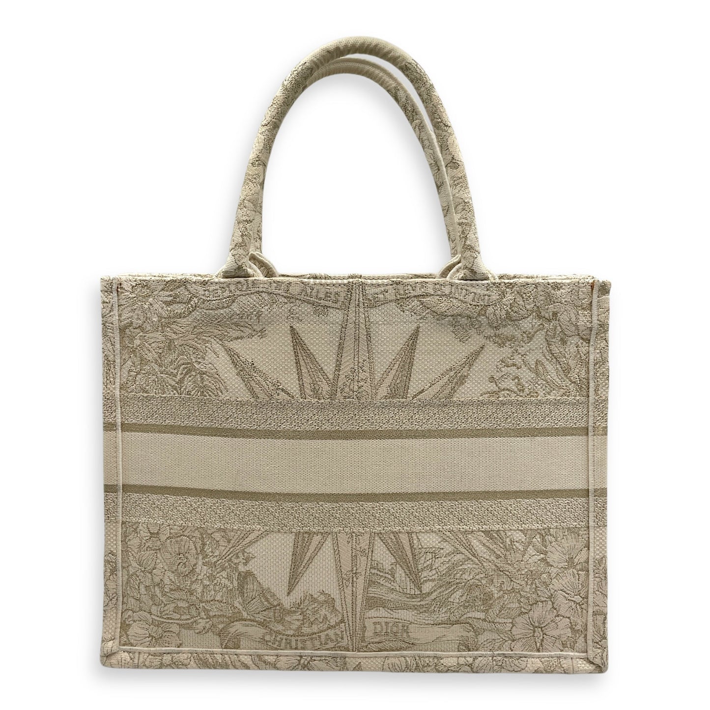 Embroidered Book Tote Medium White in Canvas