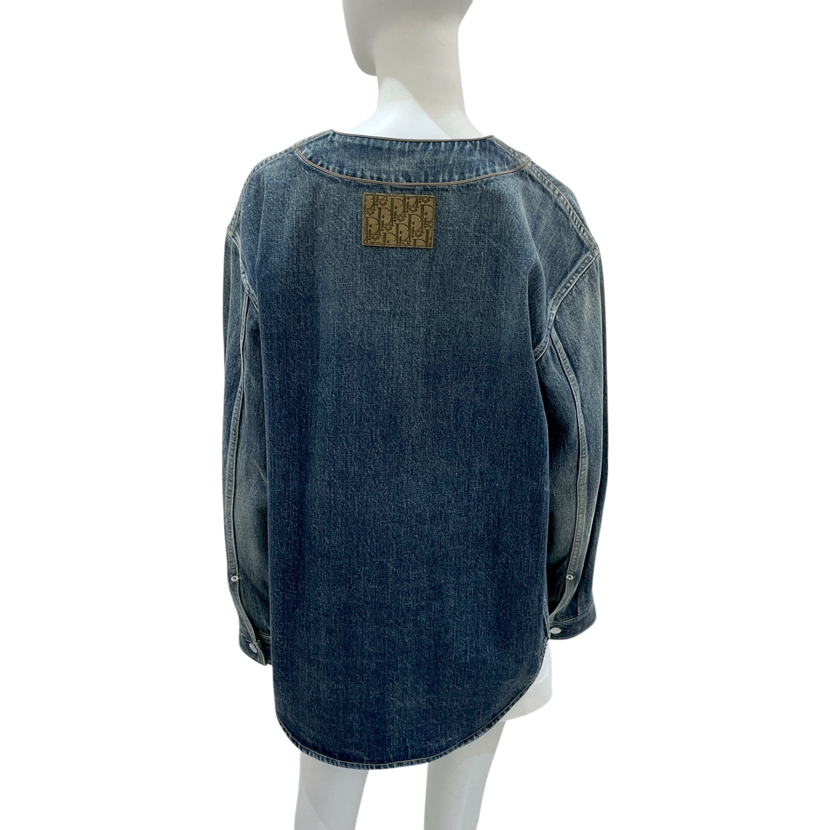 xDenim Tears 48 Blue Baseball Collar Shirt in Denim Cotton, Silver hardware