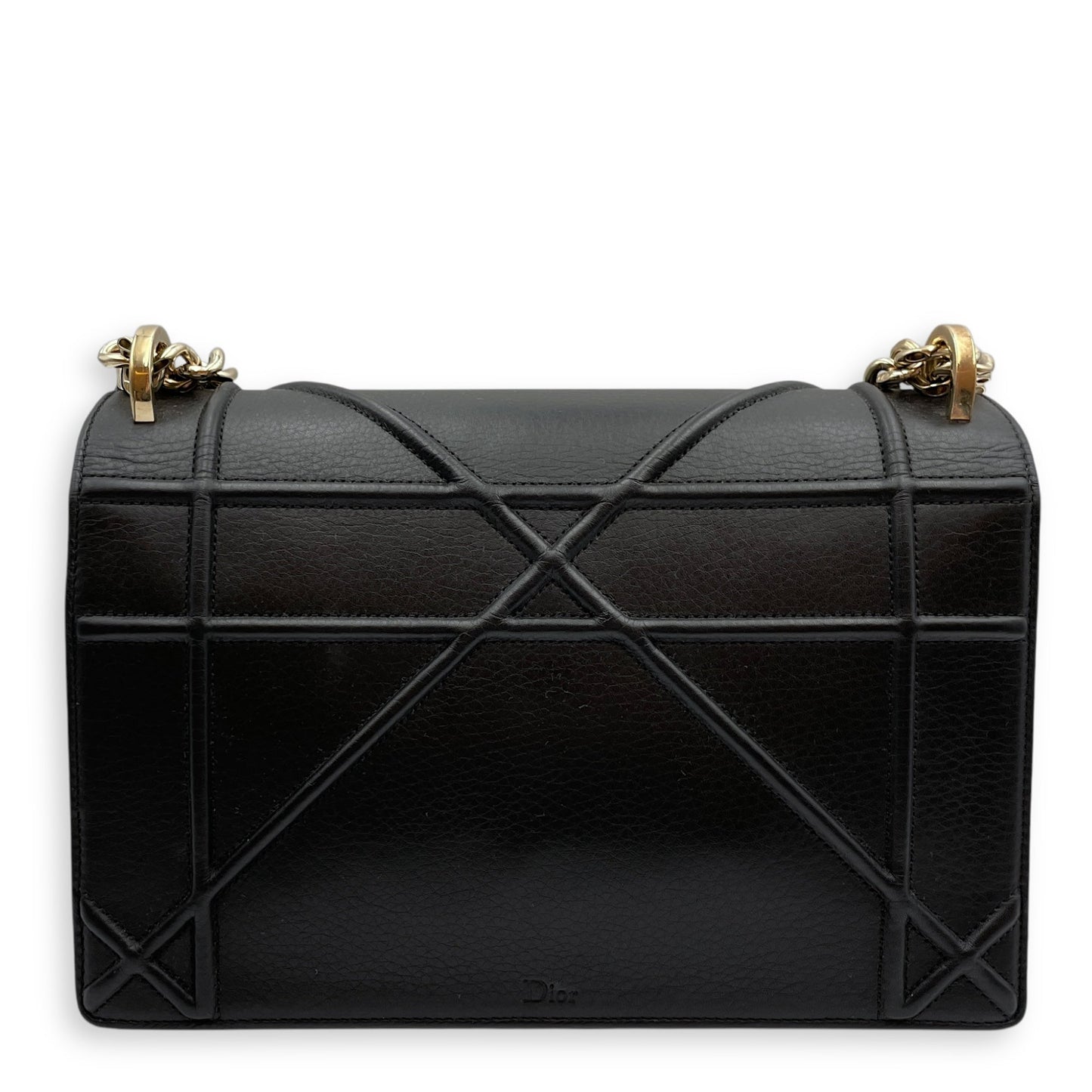 Diorama Medium Black Shoulder Bag in Calfskin, Gold hardware