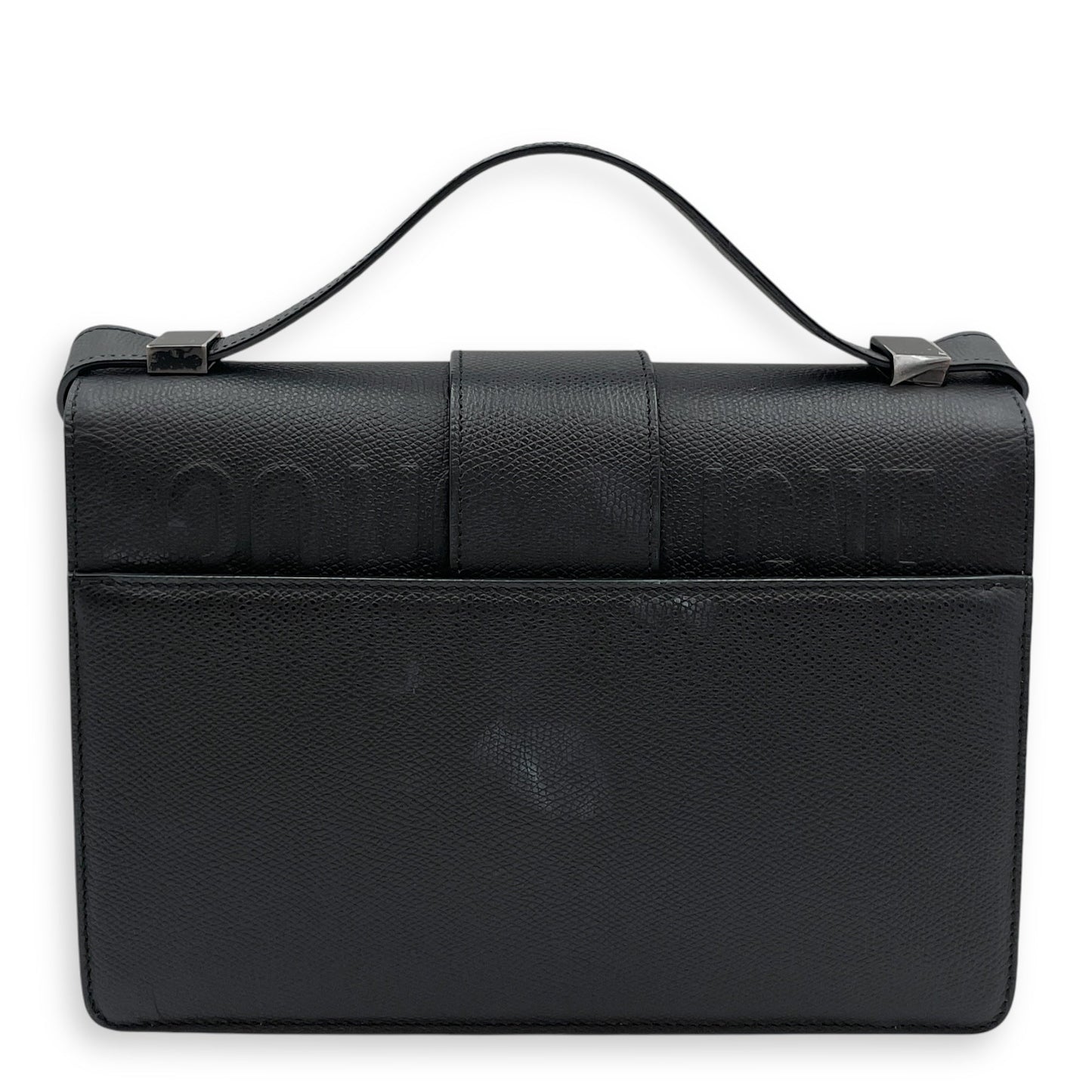 Montaigne 30 Medium Black Shoulder Bag in Calfskin, Black Powder Coated hardware