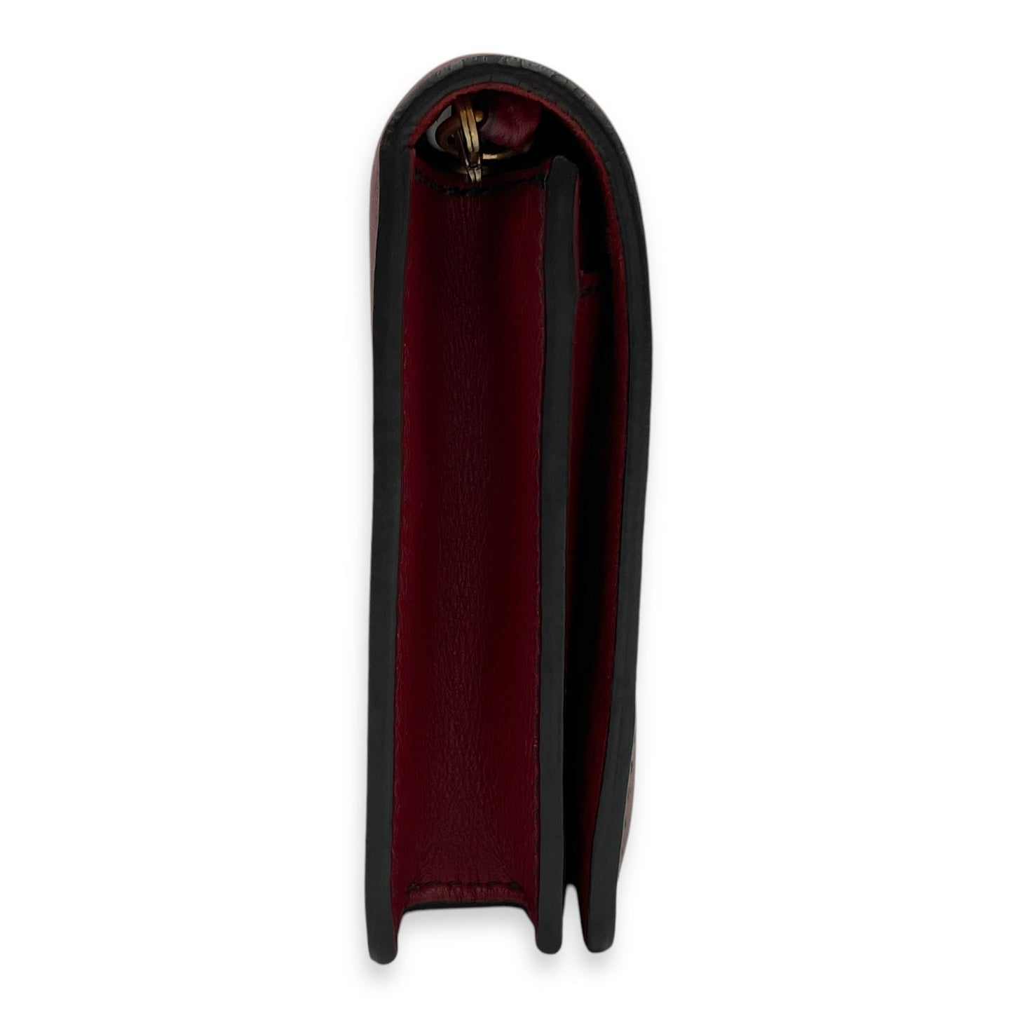 J'Adoir Red Wallet On Chain in Calfskin, Brushed Gold hardware