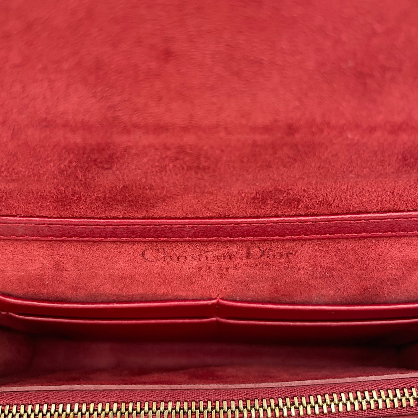 J'Adoir Red Wallet On Chain in Calfskin, Brushed Gold hardware