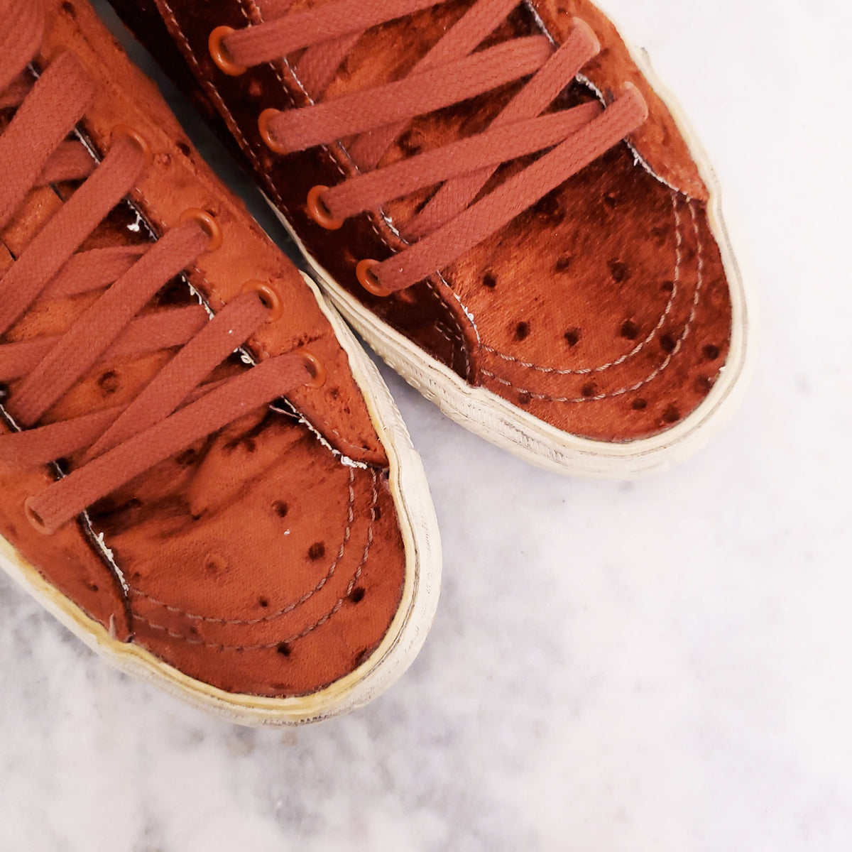 GOLDEN GOOSE BURNT ORANGE VELVET ‘SLIDE’ SNEAKERS - SIZE 37