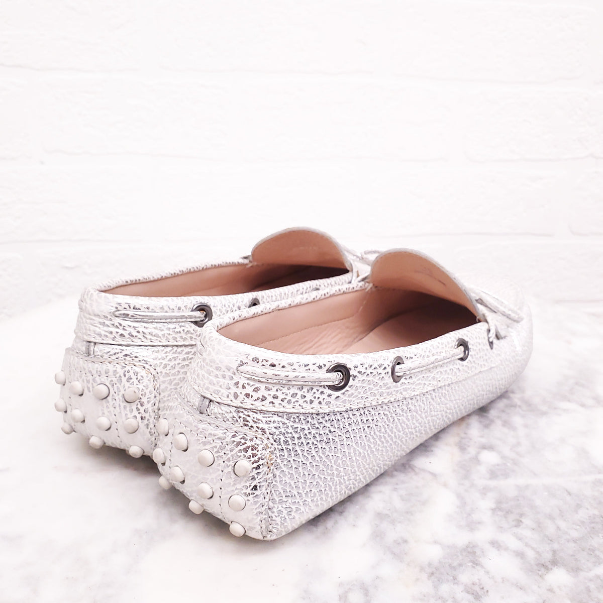 TODS SILVER LOAFERS - SIZE 39