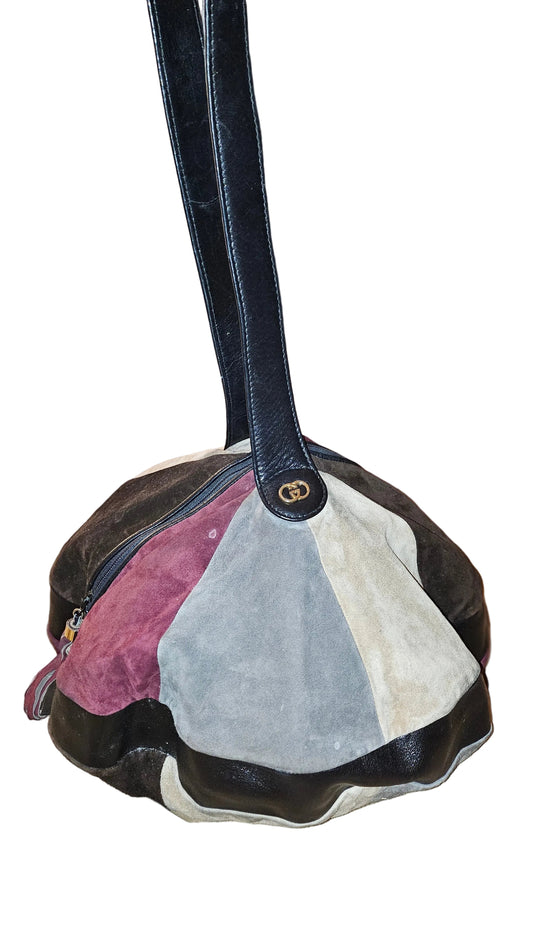Gucci Runway 1970s Round Patchwork Suede/Leather Purse!