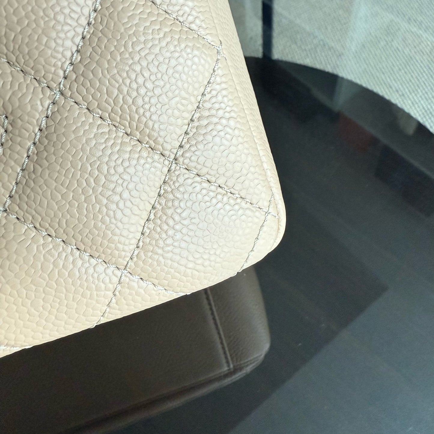 Chanel PST Petite Shopping Tote - Caviar Quilted Grained Calfskin Beige Gold Hardware Series 15