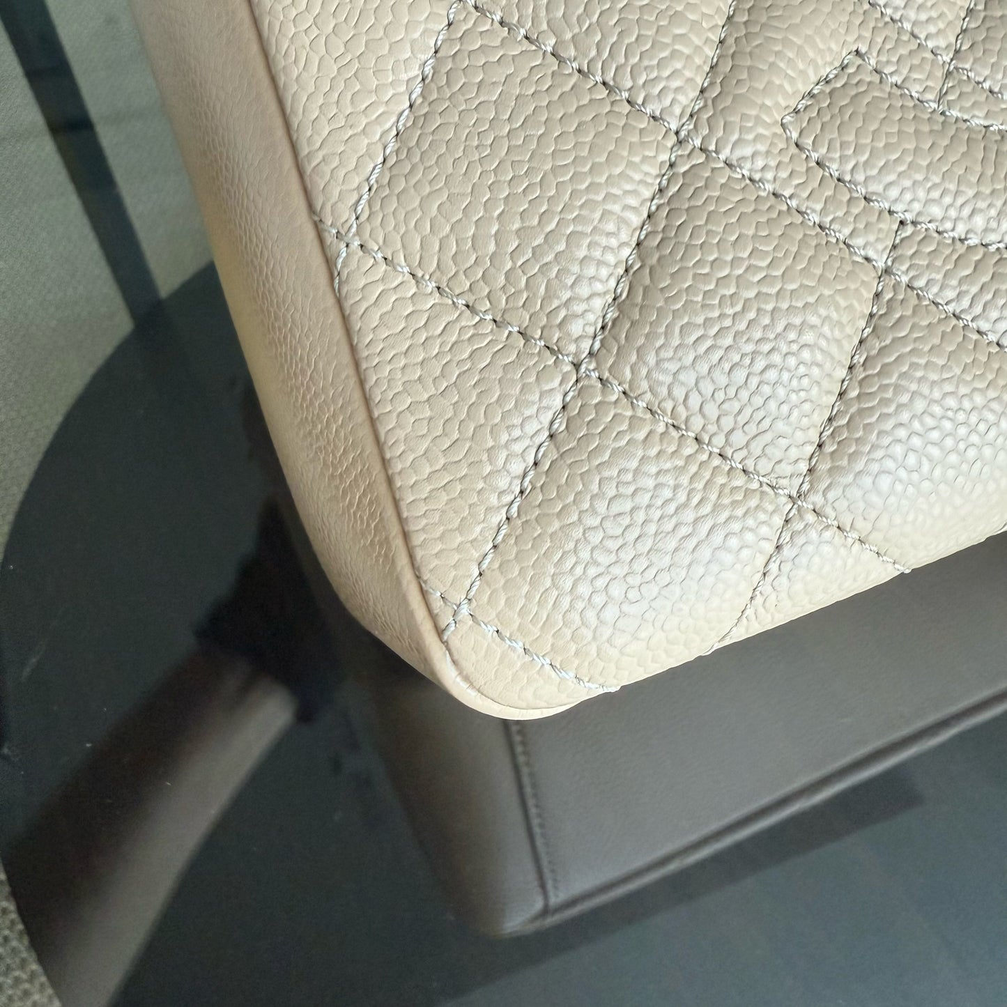 Chanel PST Petite Shopping Tote - Caviar Quilted Grained Calfskin Beige Gold Hardware Series 15