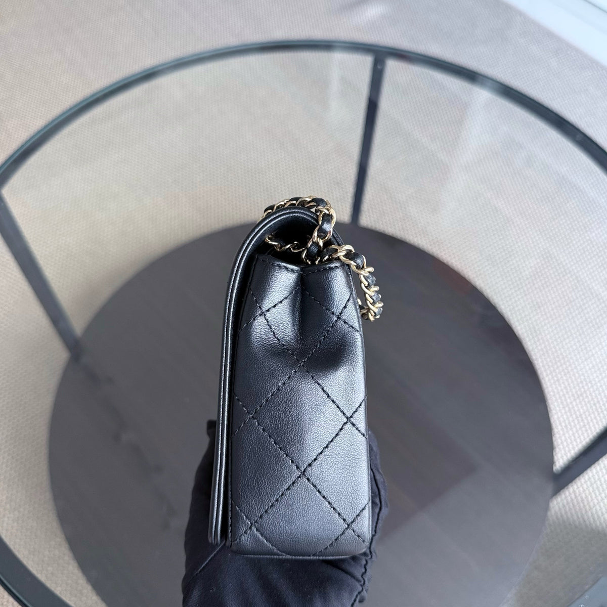 Chanel Seasonal Flap Mademoiselle - 25CM Quilted Lambskin Black Gold Hardware Series 23