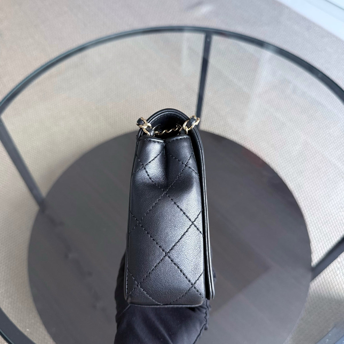 Chanel Seasonal Flap Mademoiselle - 25CM Quilted Lambskin Black Gold Hardware Series 23