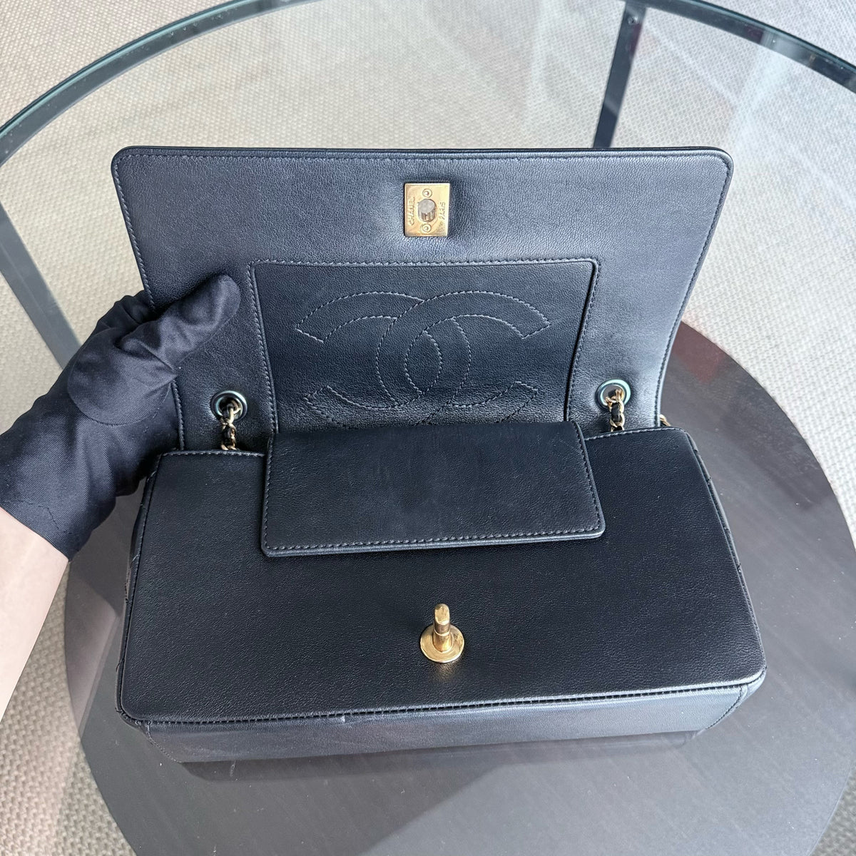 Chanel Seasonal Flap Mademoiselle - 25CM Quilted Lambskin Black Gold Hardware Series 23