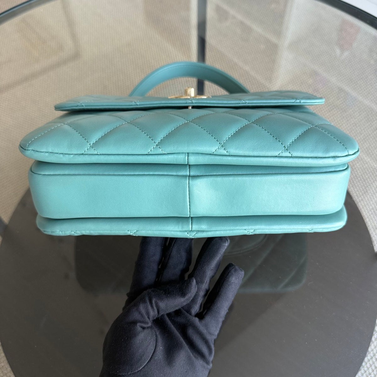 Chanel Trendy CC Small - Quilted Lambskin Green Blue Gold Hardware