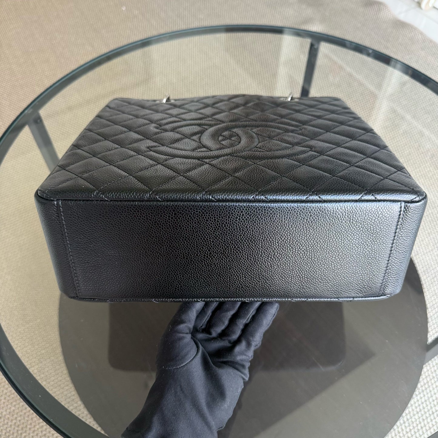 Chanel PST Petite Shopping Tote XL - Extra Large Caviar Grained Calfskin Black Silver Hardware Series 16