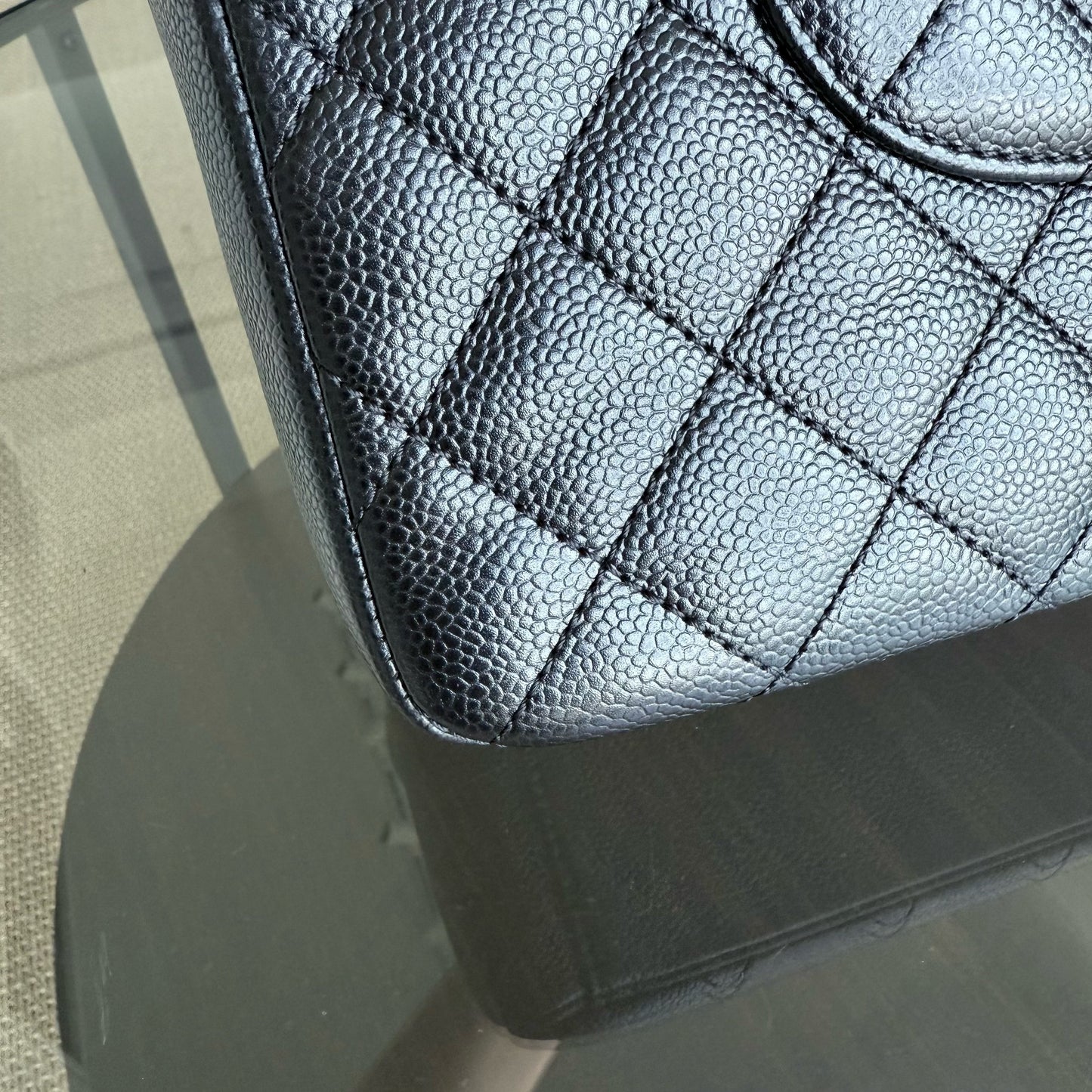 Chanel PST Petite Shopping Tote XL - Extra Large Caviar Grained Calfskin Black Silver Hardware Series 16