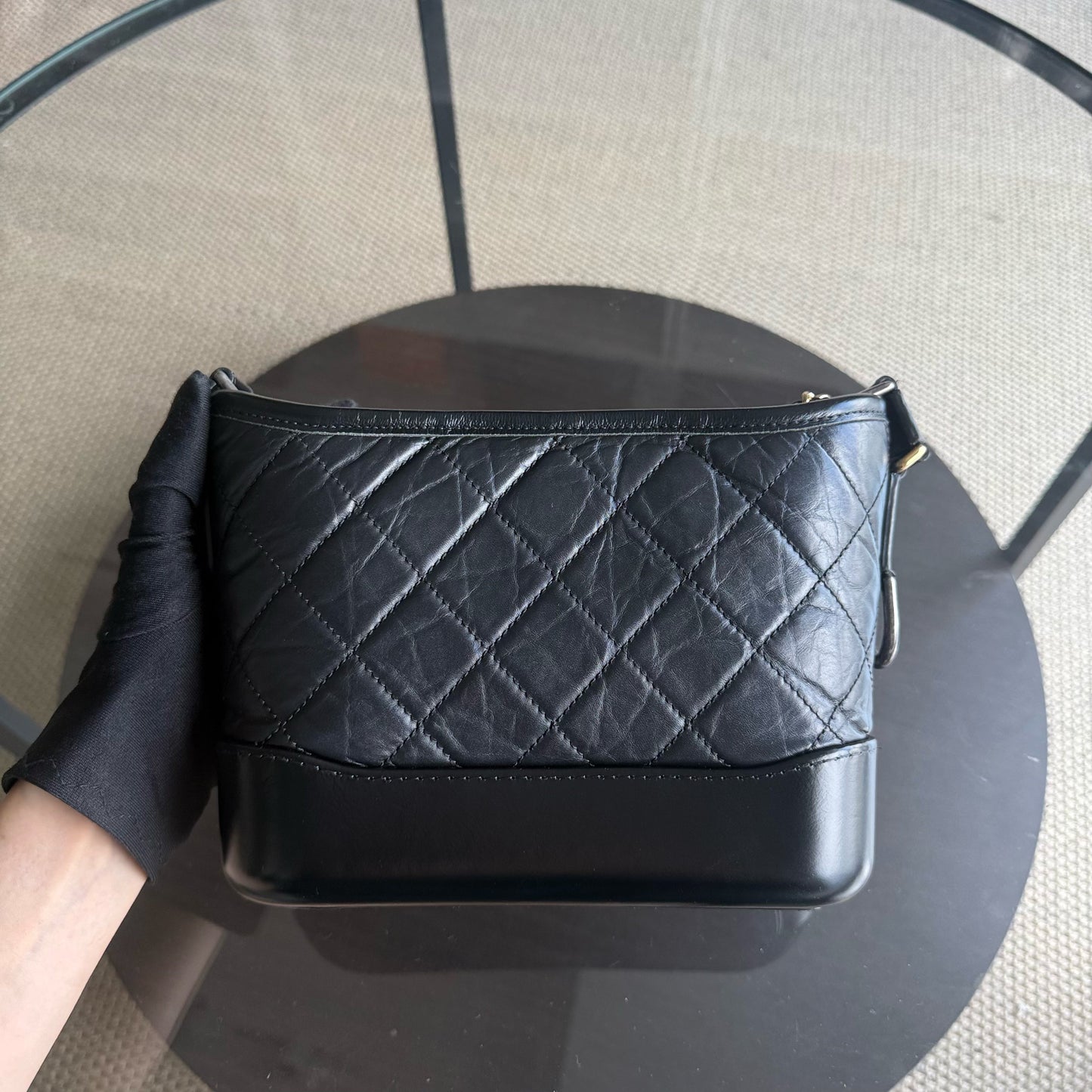 Chanel Gabrielle Small - Quilted Aged Calfskin Black Two-tone Gold Hardware Series 26