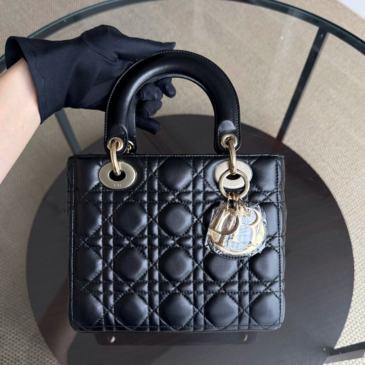 Dior Lady Small Flap - Cannage Lambskin Black Gold Hardware