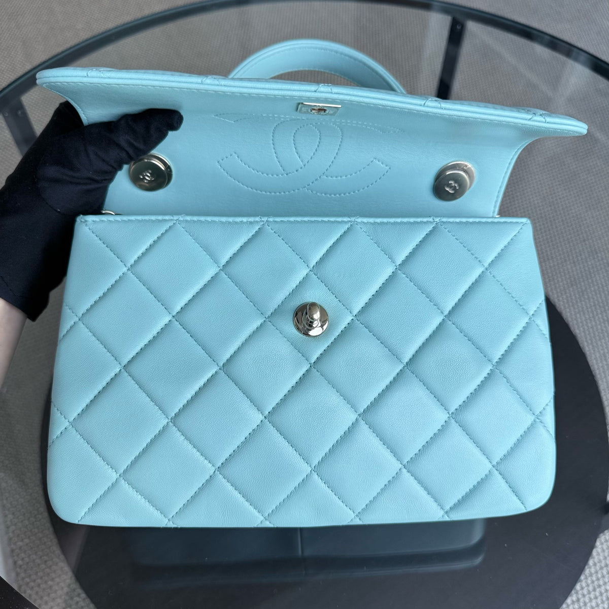 Chanel Trendy CC Small - Quilted Lambskin Light Blue Gold Hardware
