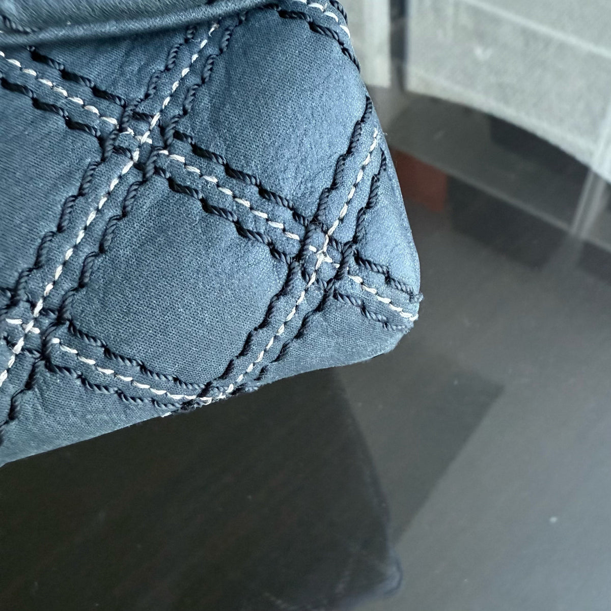 Chanel Seasonal Flap - Quilted Wild Stitch CalfskinDark Navy Blue Gold Hardware Series 19
