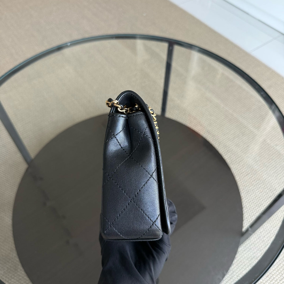 Chanel Seasonal Flap Mademoiselle  - Quilted Calfskin Black Gold Hardware Series 23