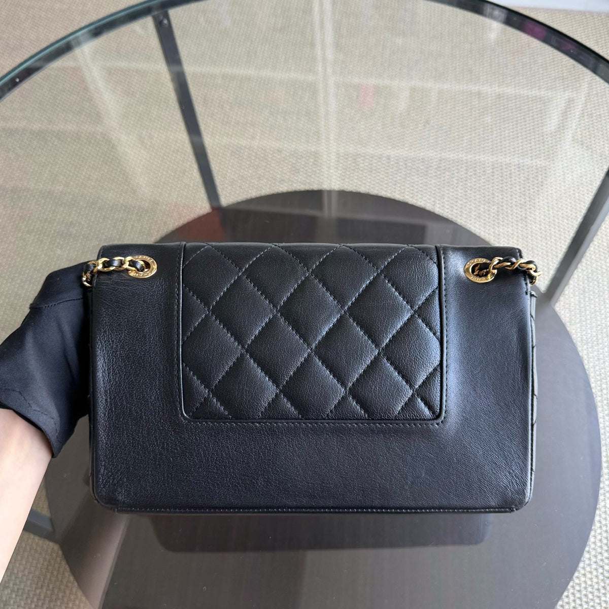 Chanel Seasonal Flap Mademoiselle  - Quilted Calfskin Black Gold Hardware Series 23