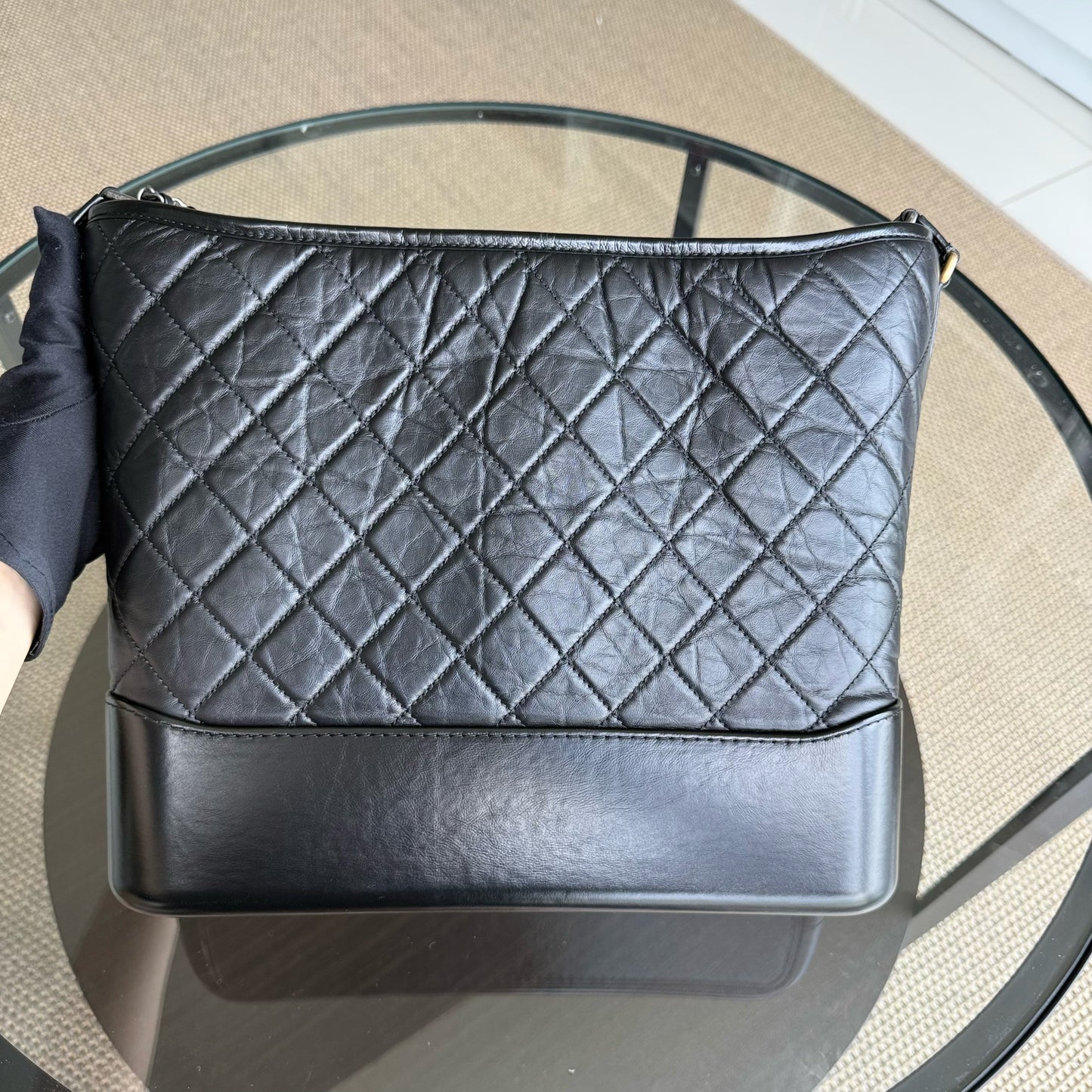 Chanel Gabrielle Large - Quilted Aged Calfskin Black Two-tone Gold Hardware Series 24