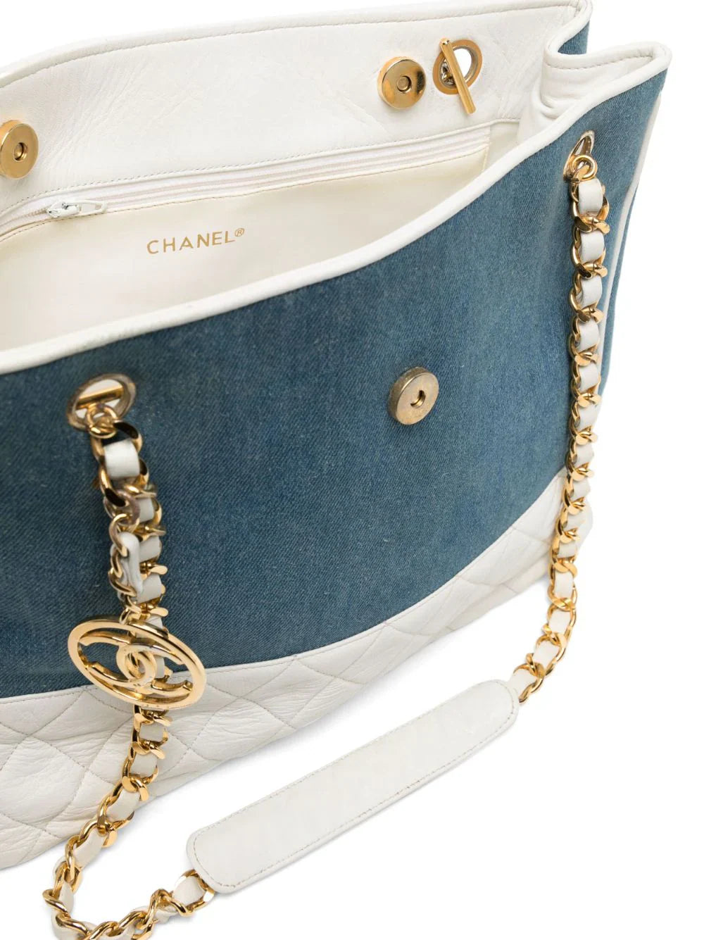 CC Denim Diamond Quilted Tote Bag