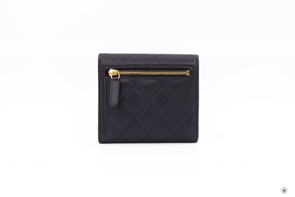 Chanel AP Y Classic Fold Wallet (old Model: A) Black Caviar Short Wallet Ghw