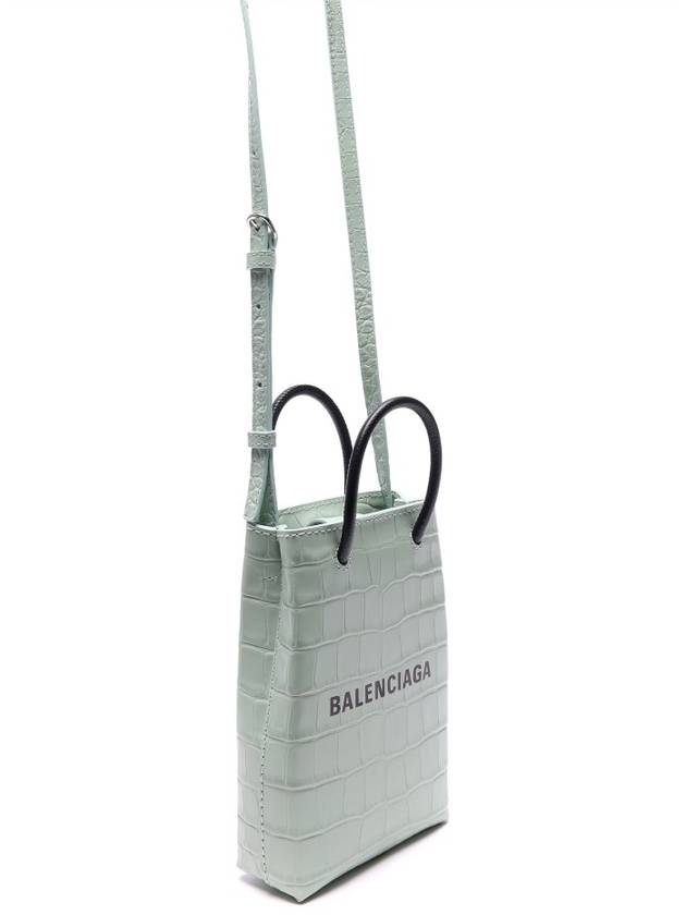 Luxury Balenciaga  Crocodile Embossed Phone Holder Shopping Mini Bag Light Green