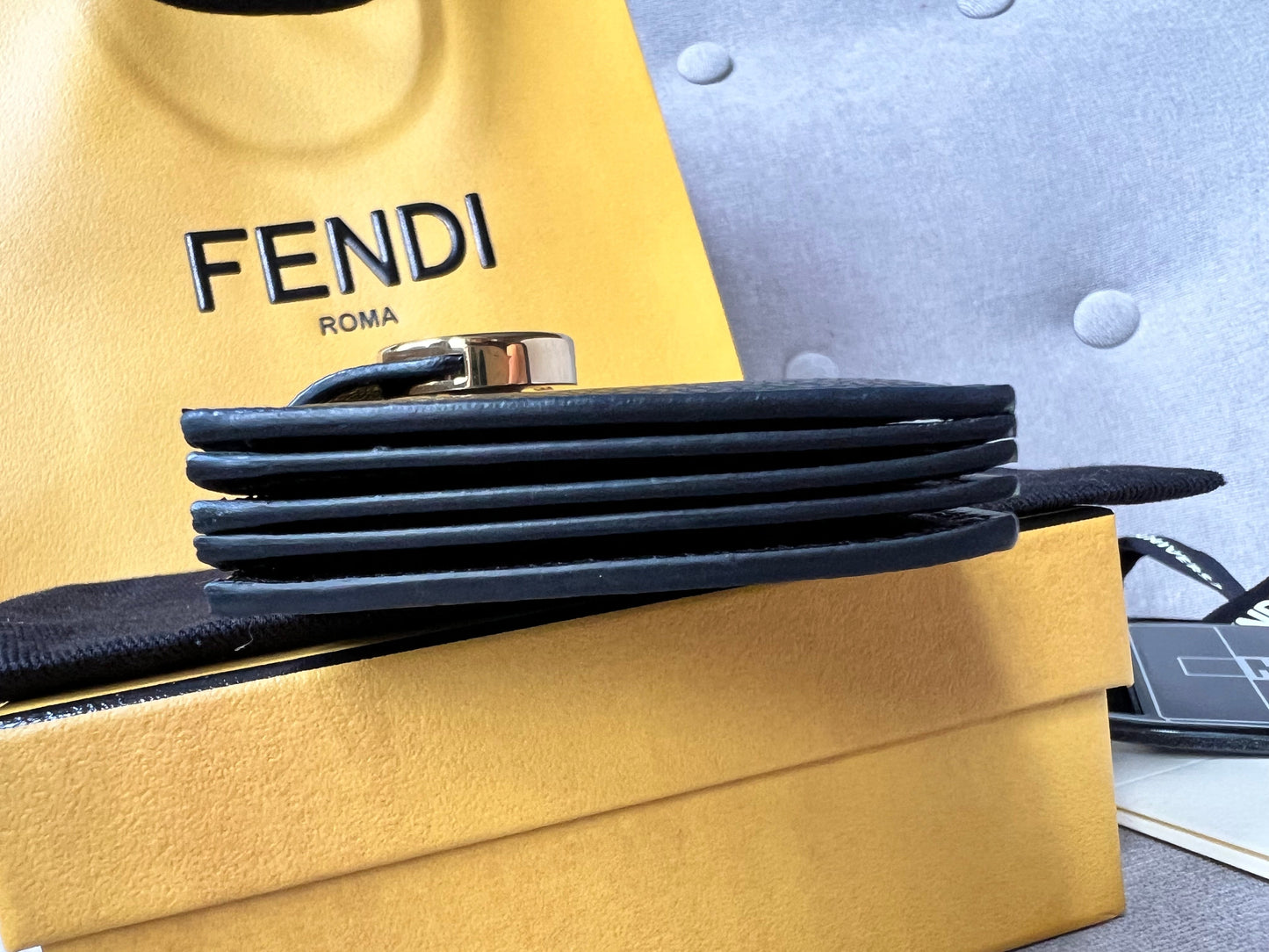 Fendi Black Gusseted Card Holder