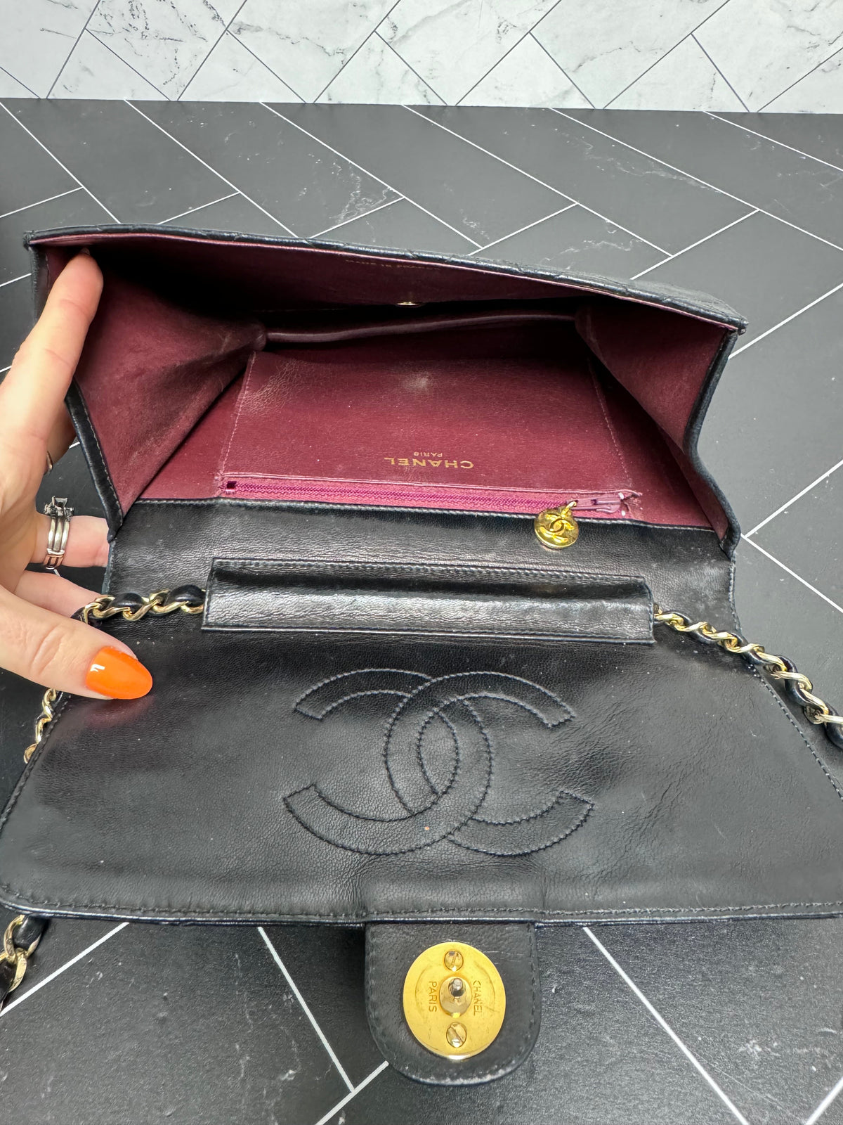 Chanel Vintage Black Quilted Single Flap Shoulder Bag